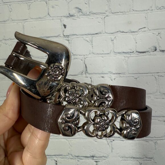 Western Accessories - Western Geuine Leather Belt Large Set Black Brown Silver Brass Buckle Western